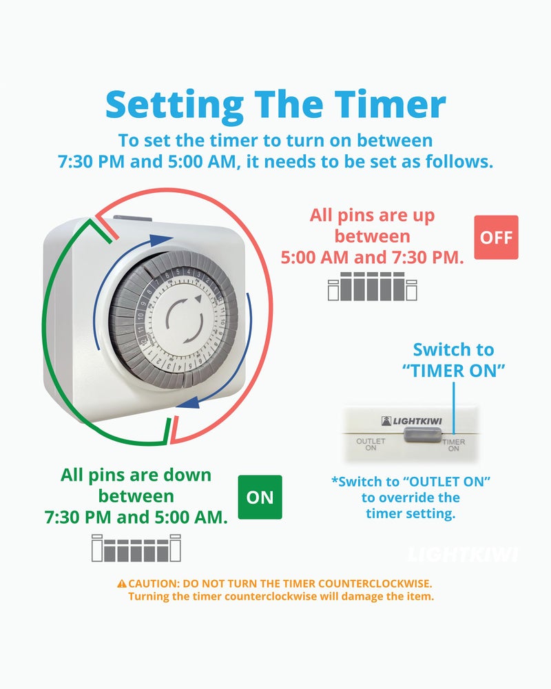 Lightkiwi Q6914 Mechanical Timer for Low Voltage Landscape Lighting Transformer - Image 2